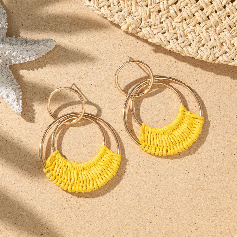 Wholesale Boho Raffia Braided Earrings