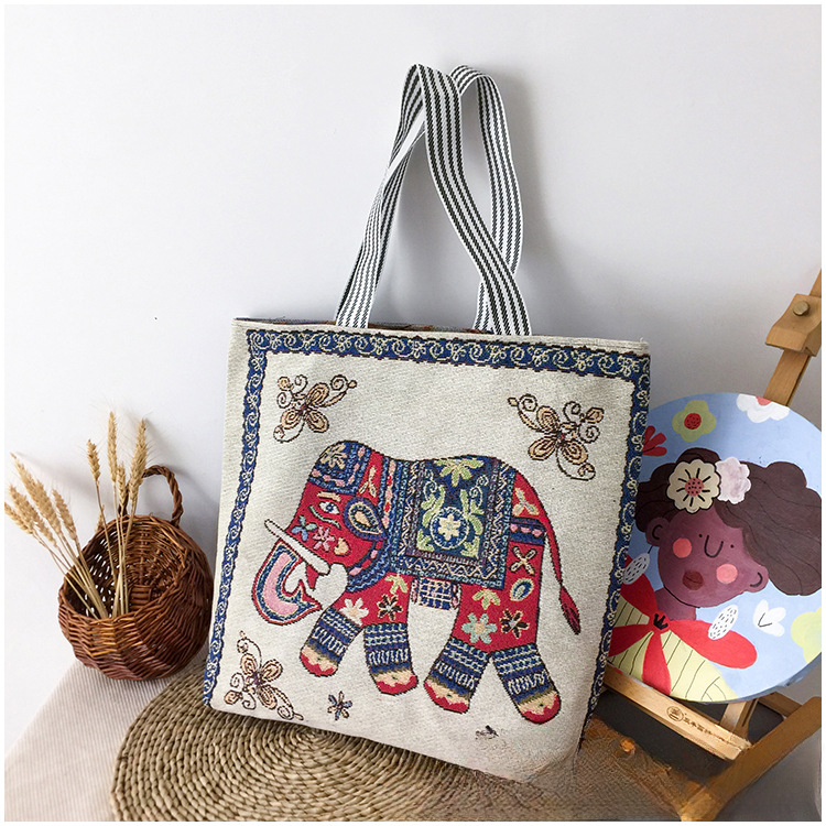 Wholesale Vintage Embroidery Knitted Bag Canvas Bag