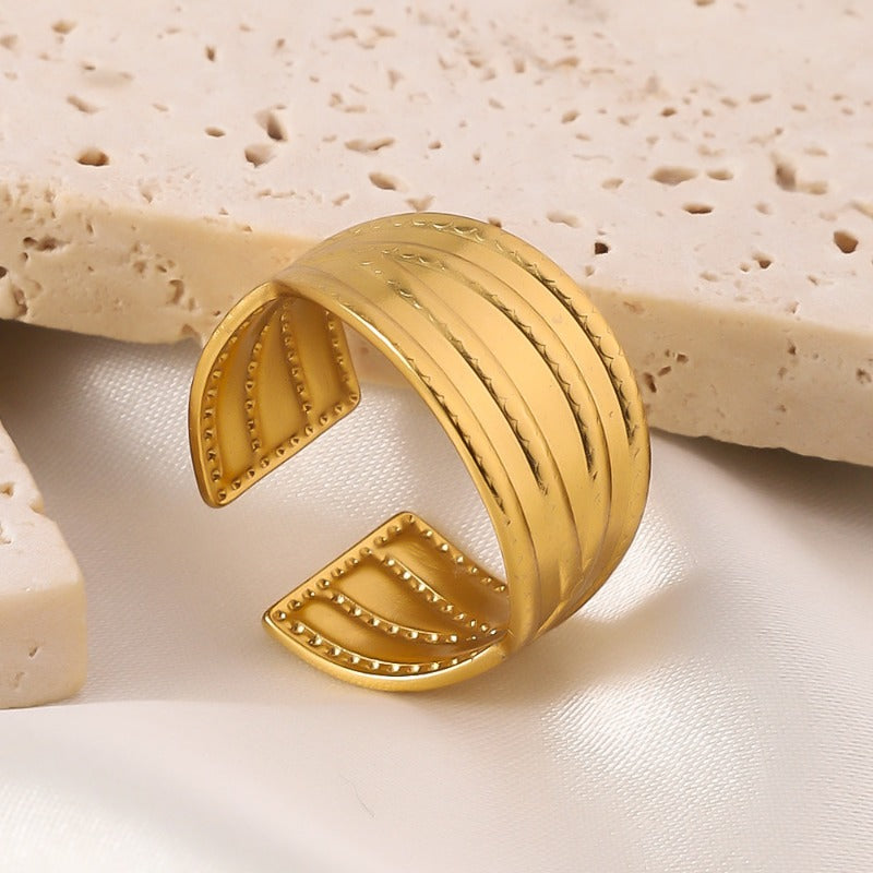 Wholesale High-end Retro Fashion Niche Open Design Adjustable Titanium Steel Stainless Steel Plated 18k Gold Rings