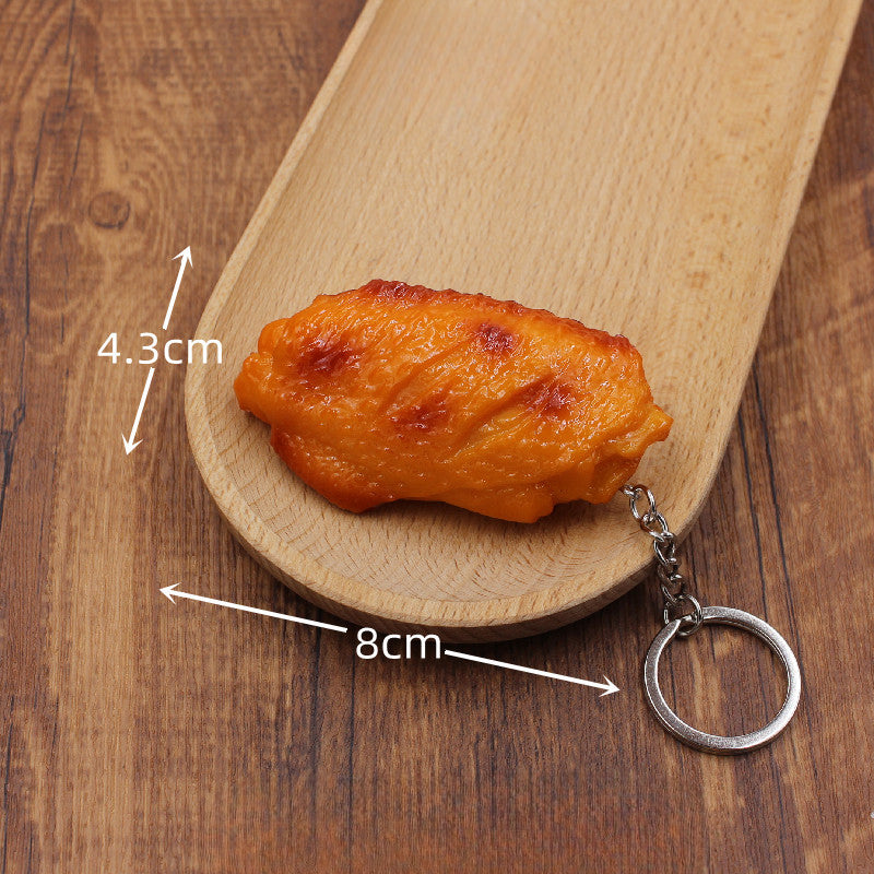 Wholesale Simulation PVC Fried Chicken Legs and French Fries Keychain