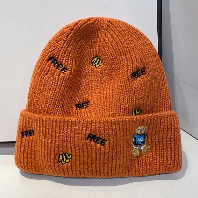 Wholesale Autumn and Winter All-match Letter Embroidered Cartoon Beanie