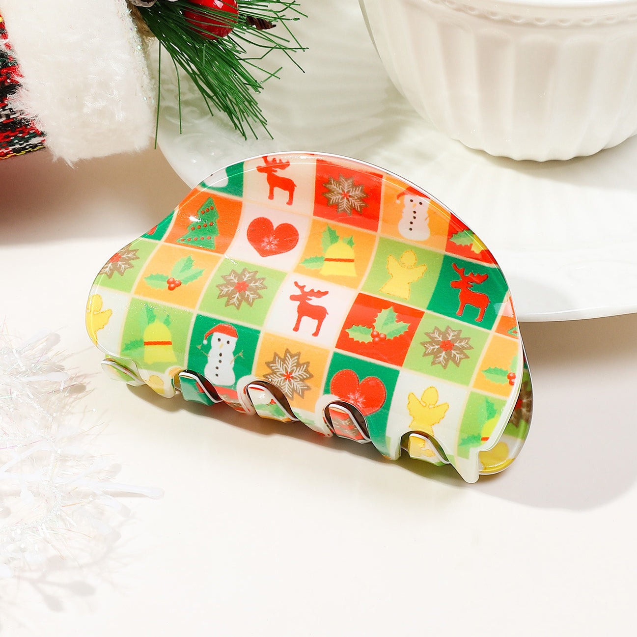 Wholesale Christmas Half Round PVC Hair Clips