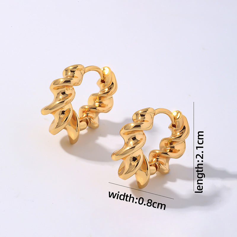 Wholesale Smooth Geometric Hollow Stainless Steel Earrings