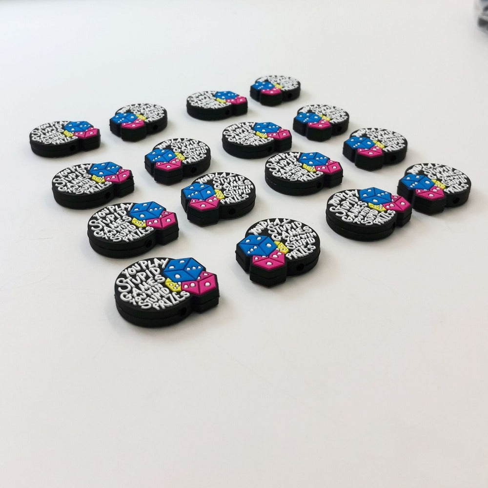 Wholesale 10pcs Cartoon Creative Dice Letters Silicone Beads