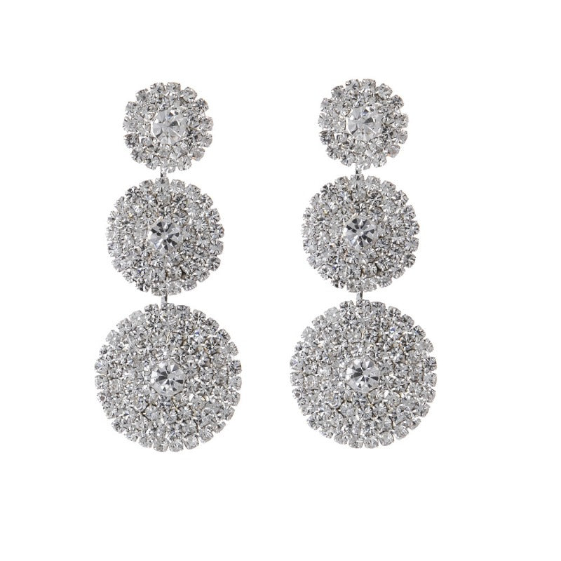 Wholesale Niche Design Snake-shaped Snake Head Full of Diamonds Multi-layer Round Dangling Earrings