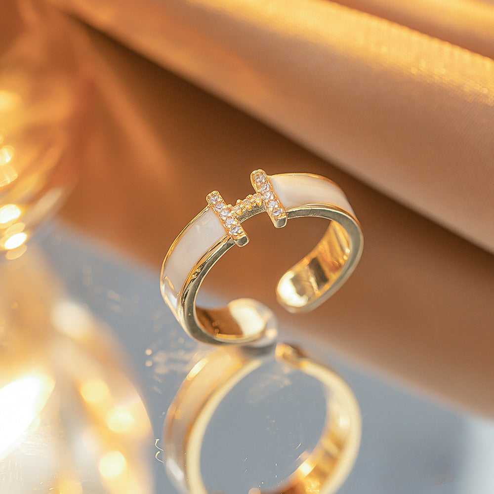 Wholesale Gold Plated Zircon Open Adjustable Ring