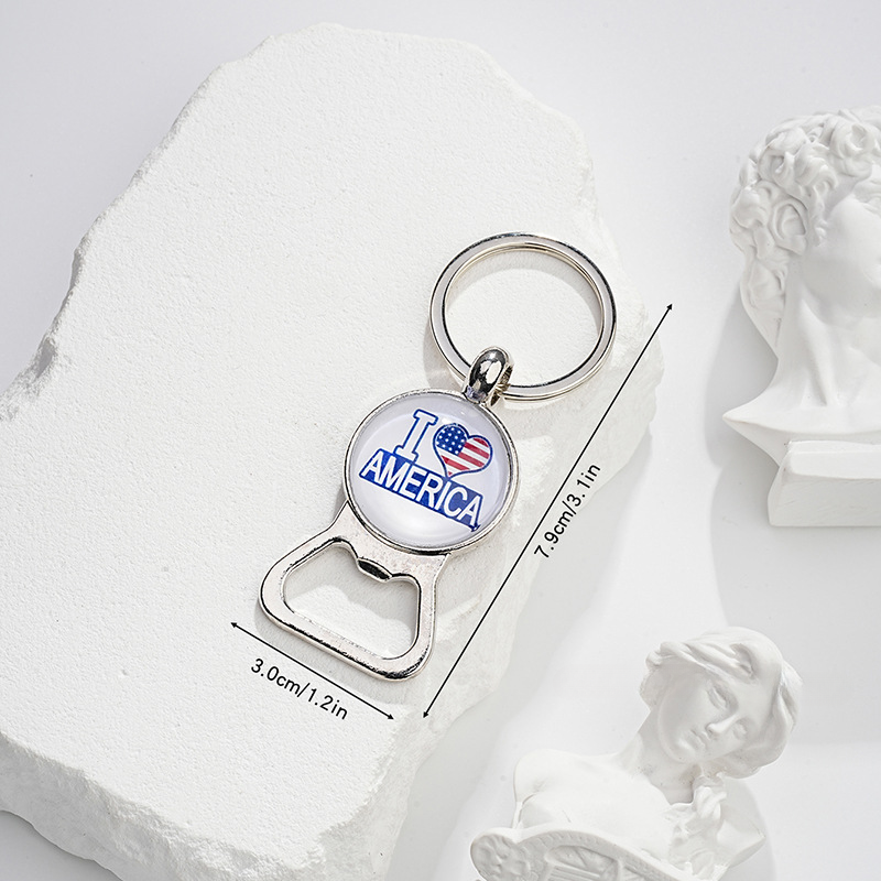 Wholesale American Flag Time Gem Father's Day Gift Wine Opener Metal Keychains