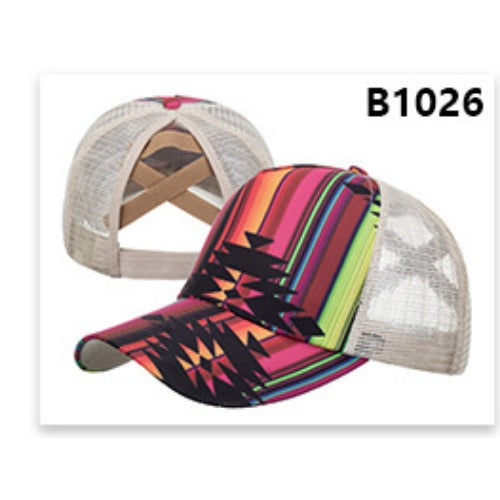 Wholesale Cotton Polyester Cross Ponytail Baseball Hats