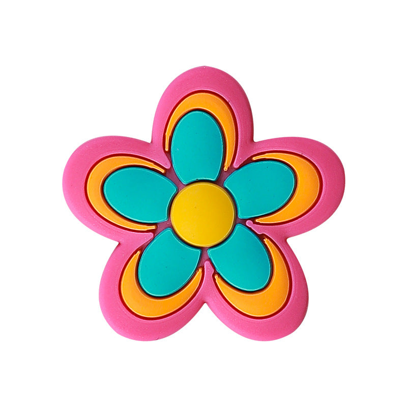 Wholesale 20pcs 3D Silicone Beads Colorful Flower Pattern Beads