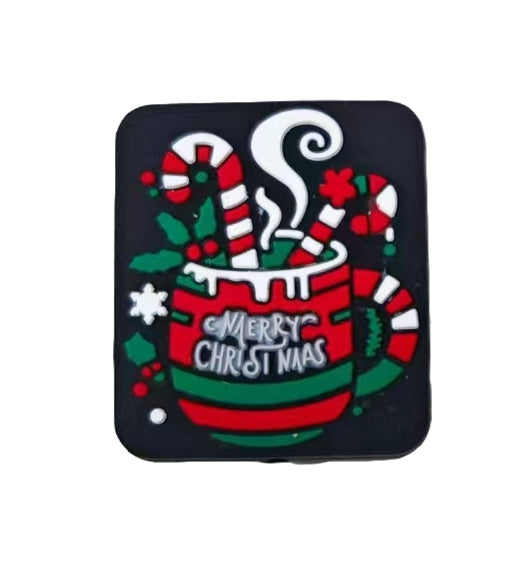 Wholesale 10pcs Christmas Cup Shape Grid Design Cup Cane Pattern Beads