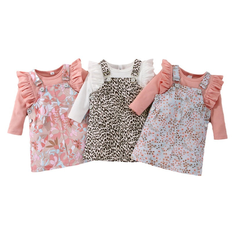 Wholesale Autumn and Winter Lace Floral Leopard Print Baby Clothes