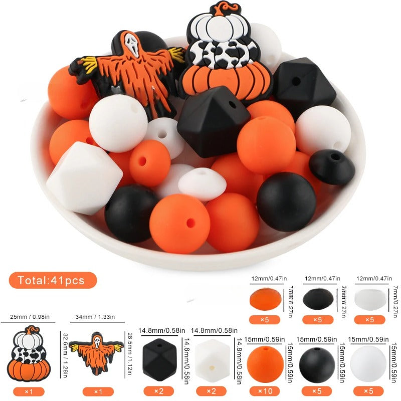 Wholesale 50pcs DIY Halloween Baby Soothing Teething Holiday Series Silicone Beads