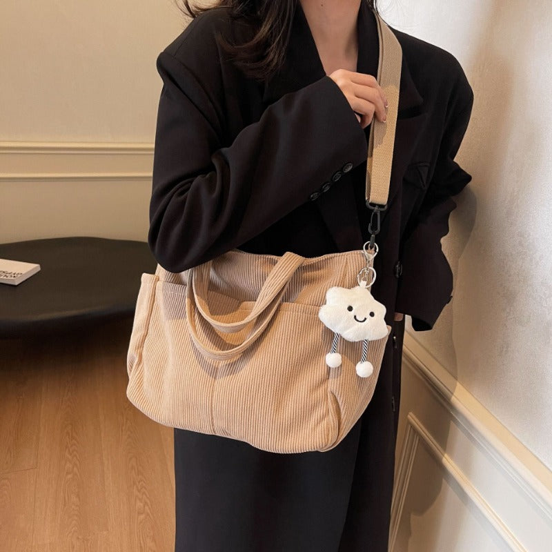 Wholesale Corduroy Tote Extra Large Capacity Student Class Commuter Versatile Shoulder Bags
