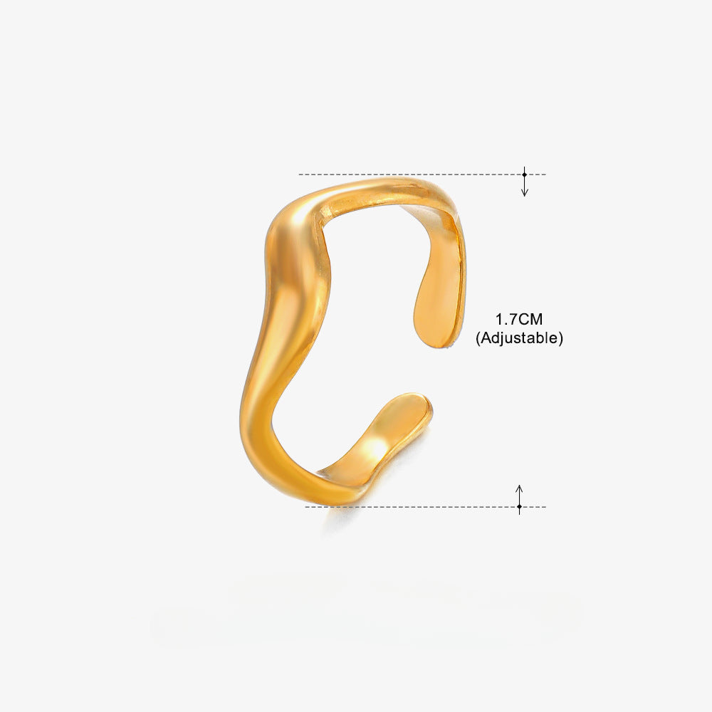 Wholesale Stainless Steel Irregular Shaped Adjustable Gold Plated Ring