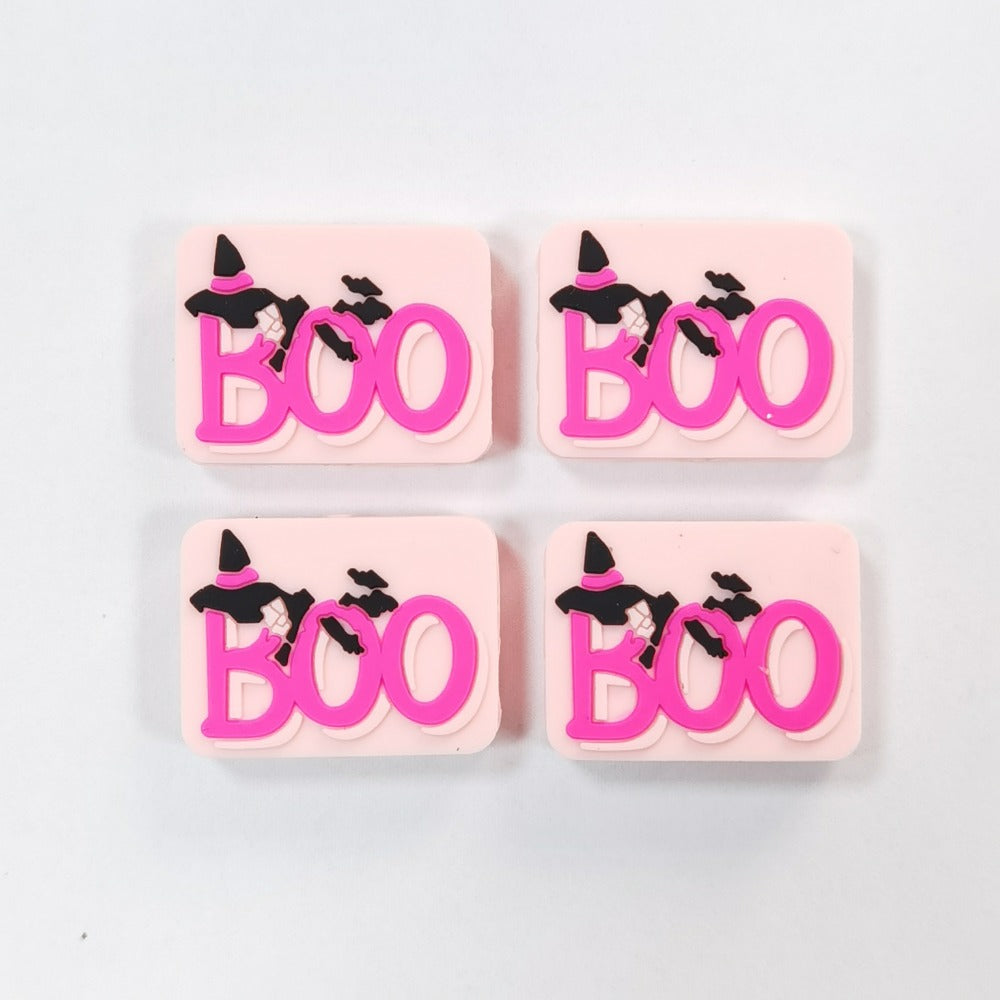 Wholesale 10pcs DIY Halloween Pink Ghost Letter Cartoon Silicone Beads