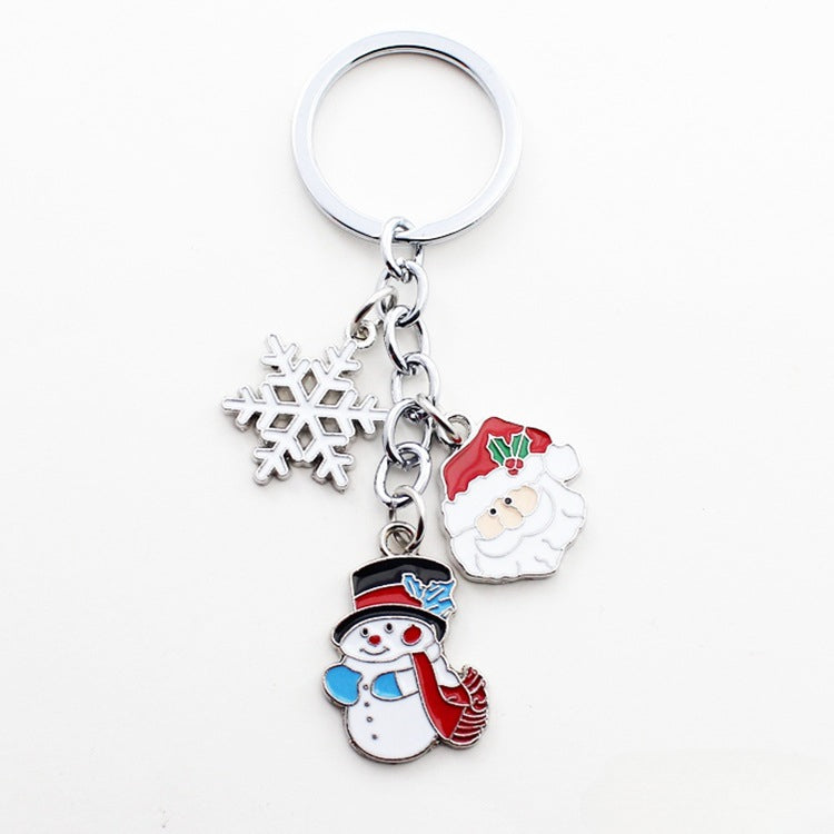 Wholesale Christmas Santa Claus Bell Snowflake Drop Oil Zinc Alloy Keychain