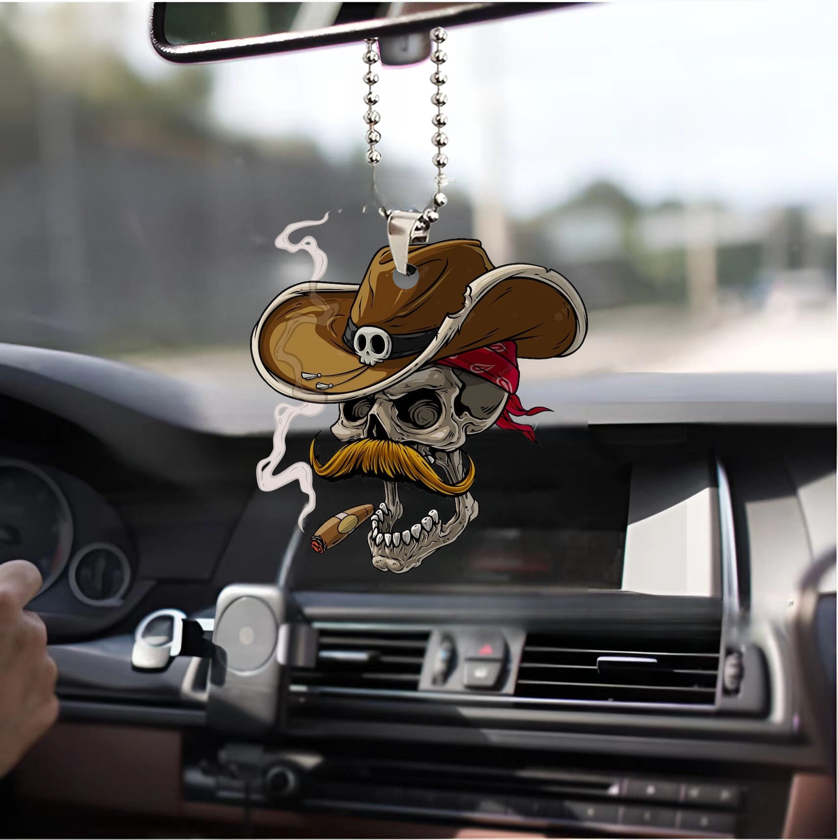 Wholesale Smoking Skull Old Man Acrylic Car Pendant