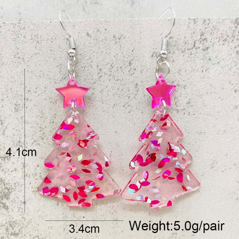 Wholesale Christmas five-pointed star acrylic earrings