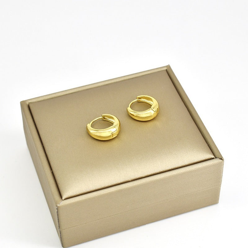 Wholesale Smooth European and American Fashionable Versatile Simple Copper Gold-plated Earrings