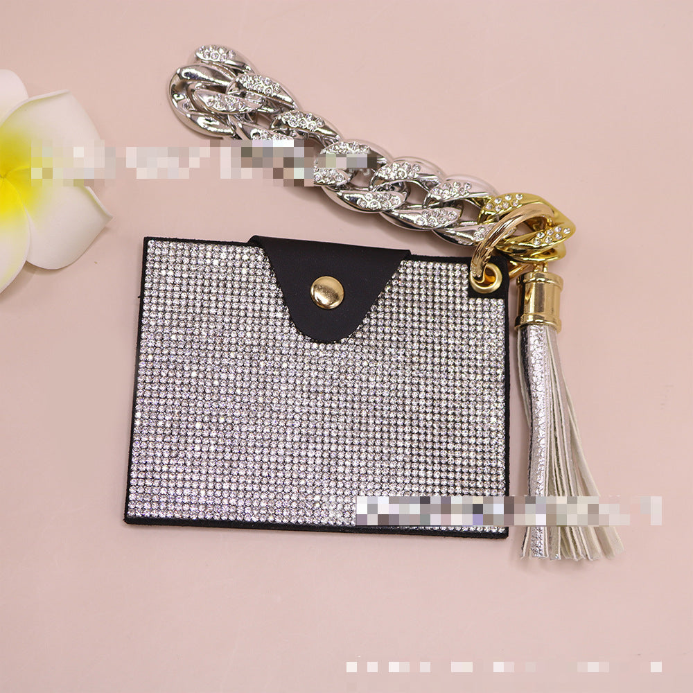 Wholesale Diamond Card Holder Acrylic Bracelet Key Ring Coin Purse ID Bag Key Chain