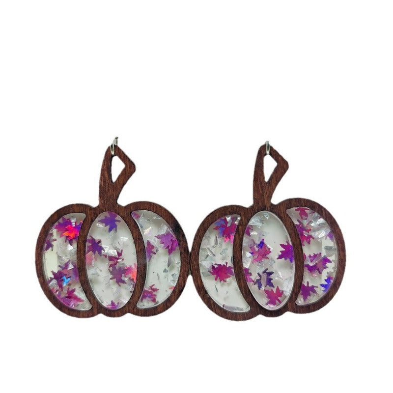 Wholesale Acrylic Simple Fashion Splicing Pumpkin Inlaid Earrings