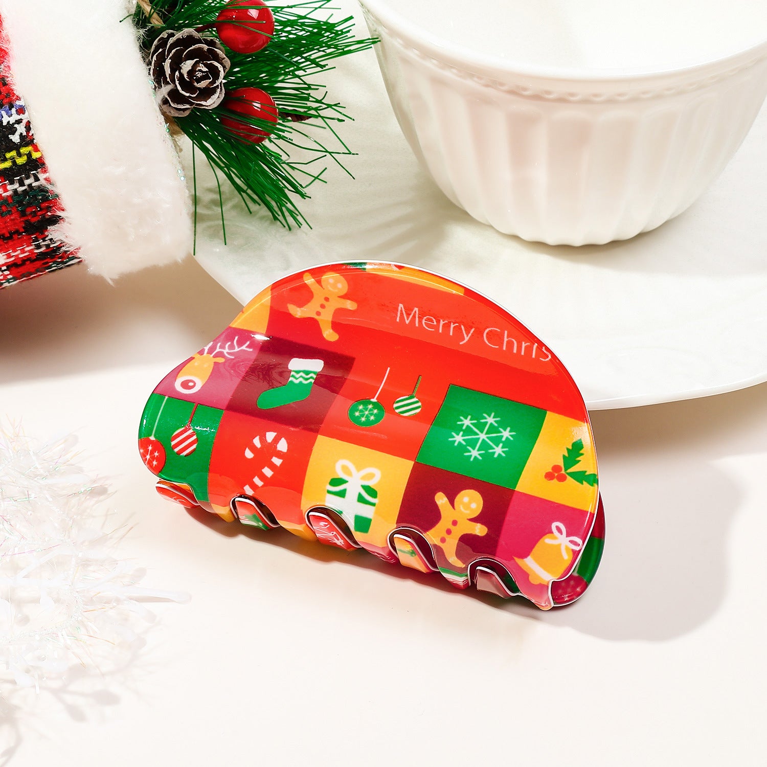 Wholesale Christmas Half Round PVC Hair Clips