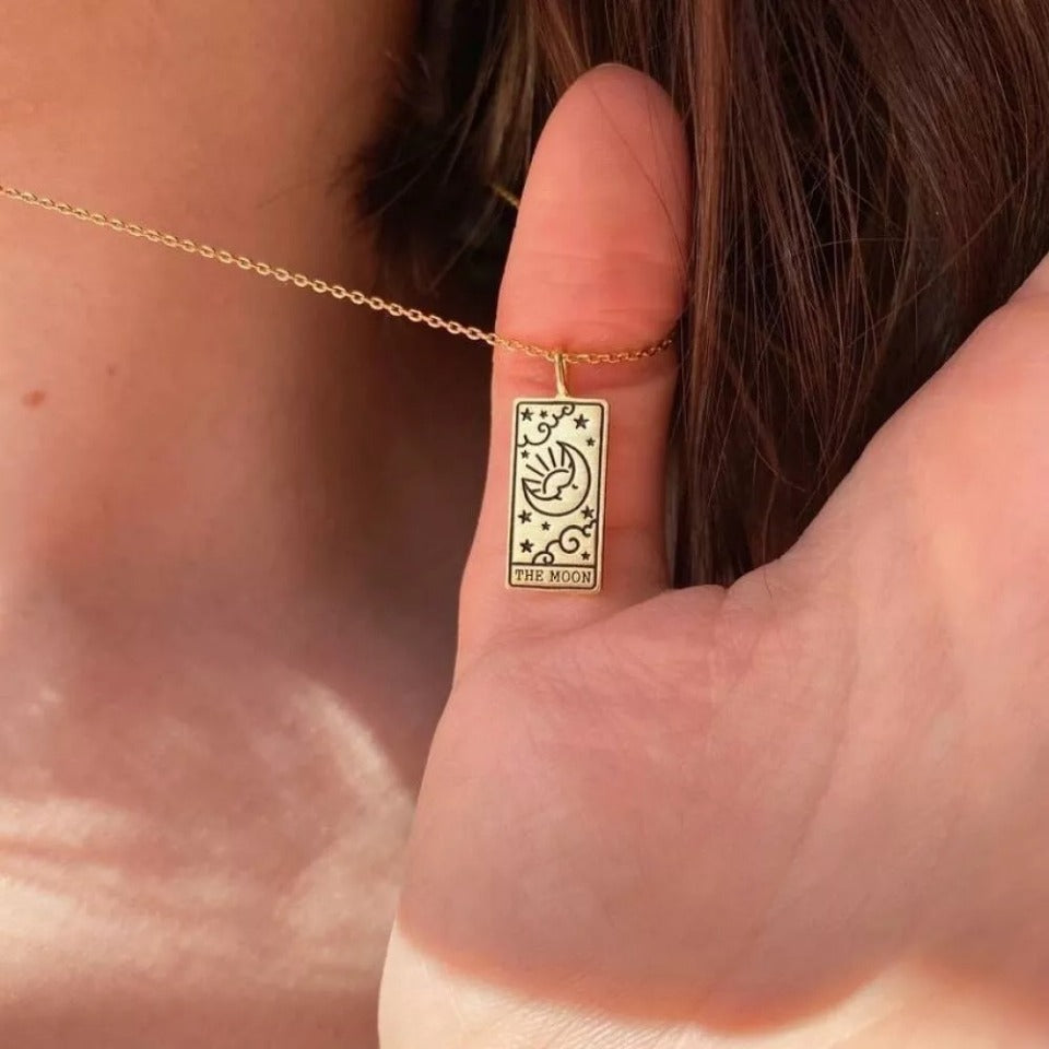 Wholesale Tarot Card Alloy Pendant Square Pendant Necklace