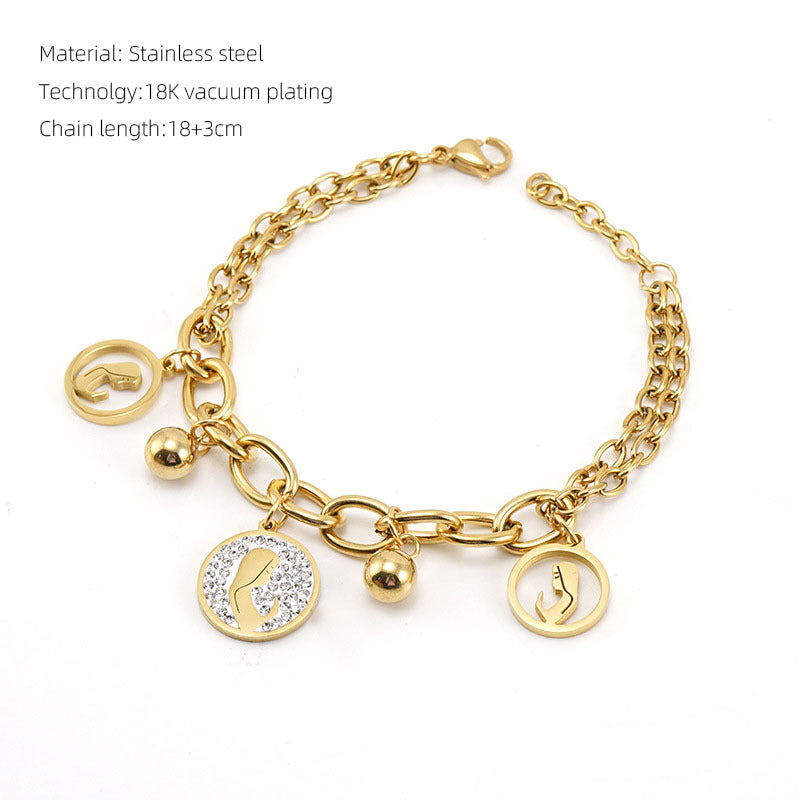 Wholesale Stainless Steel Cutout 18K Double Layered Bracelet