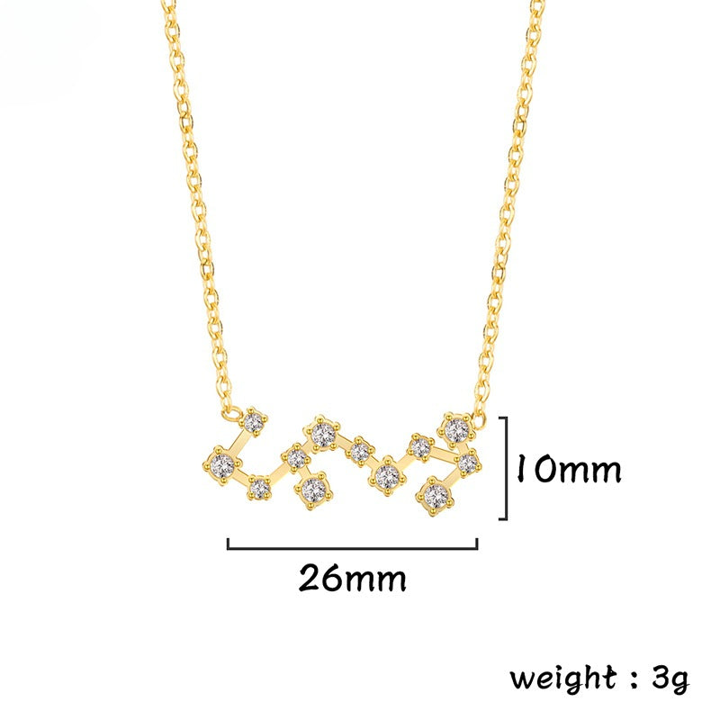 Wholesale of Twelve Constellations with Diamond Necklace Stainless Steel Collarbone Chain