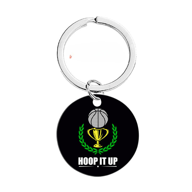 Wholesale Basketball Circular Hanging Tag Metal Keychain