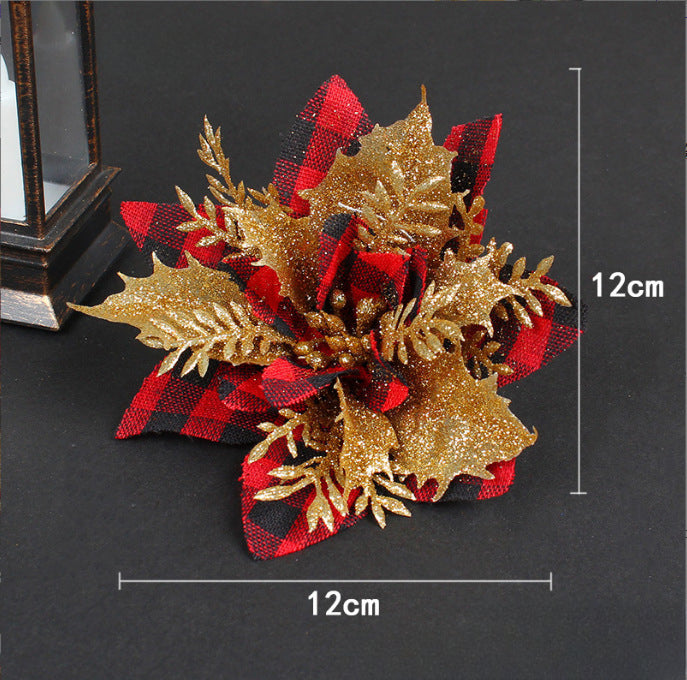 Wholesale of Gold, Silver, and Red Three-layer Plastic Christmas Decorative Flowers