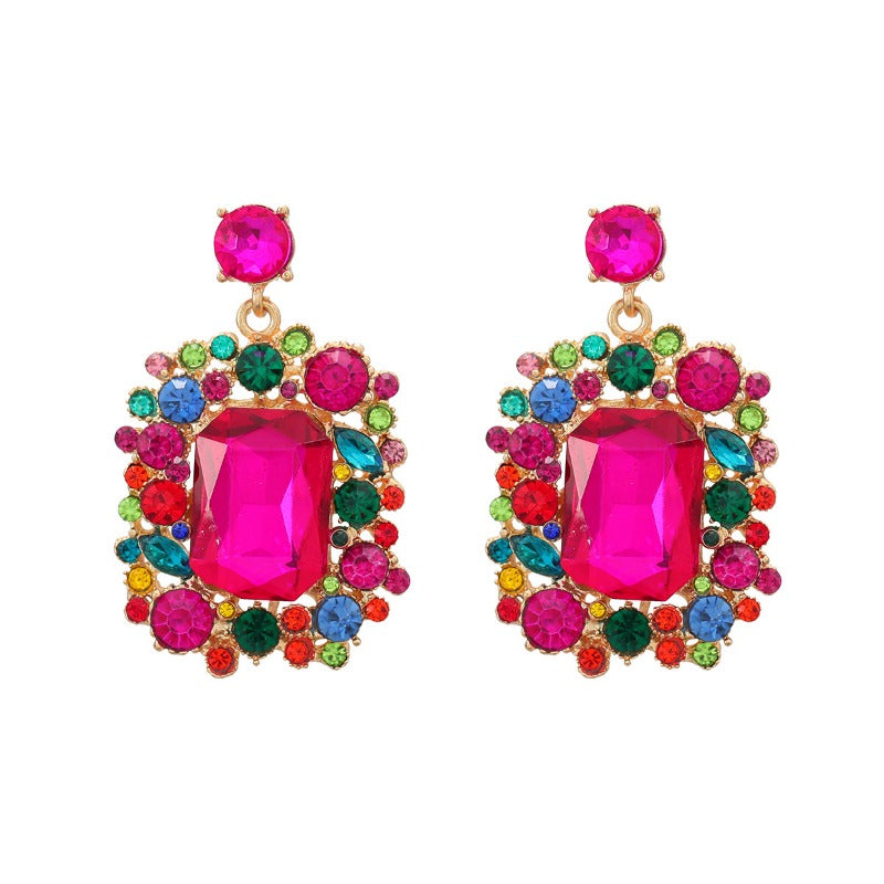 Wholesale Colored Diamond Square Gemstone Earrings