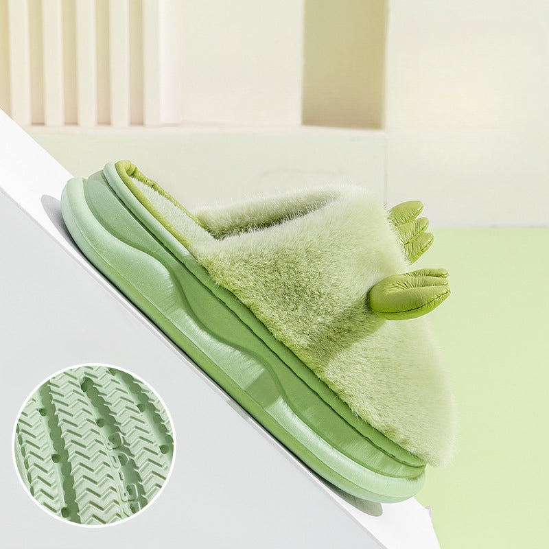 Wholesale cute winter warm non-slip confinement shoes indoor couple fur slippers