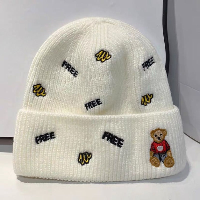 Wholesale Autumn and Winter All-match Letter Embroidered Cartoon Beanie