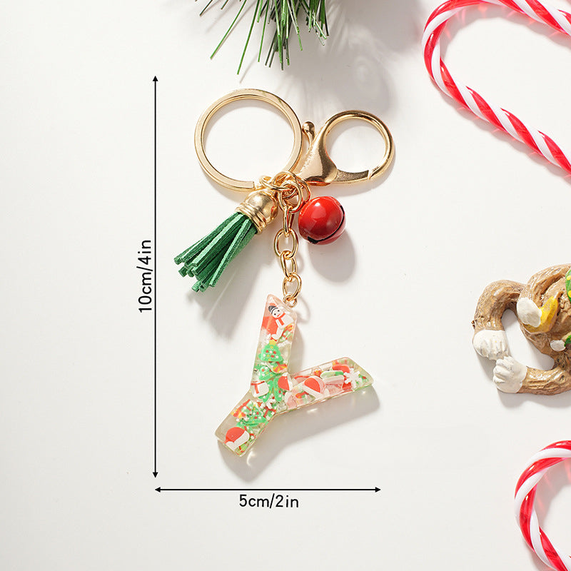 Wholesale Cartoon Christmas Pattern Letter Acrylic Keychain