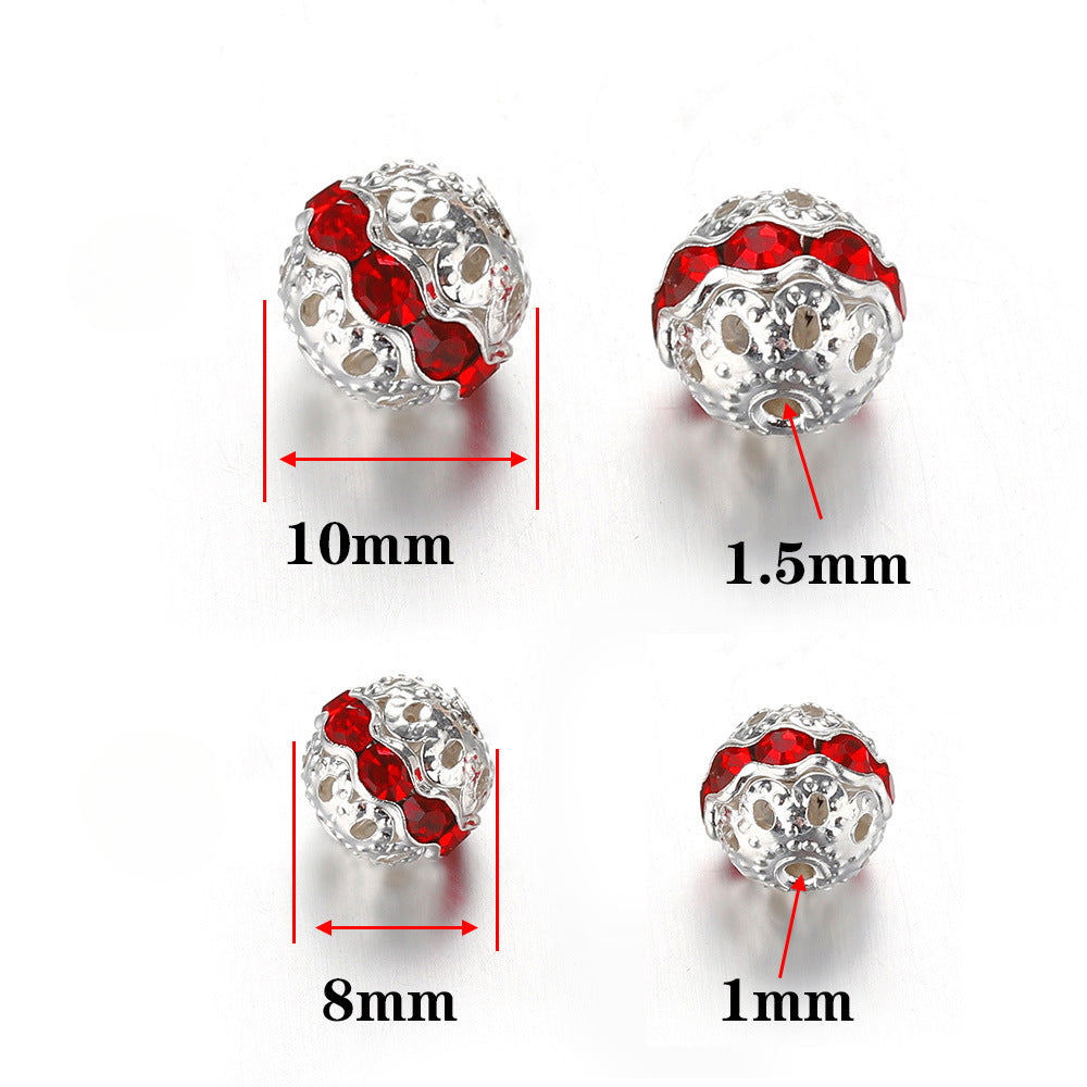 Wholesale 50PCS 8-10mm Hollow Rhinestone Spherical DIY Spacer Beads
