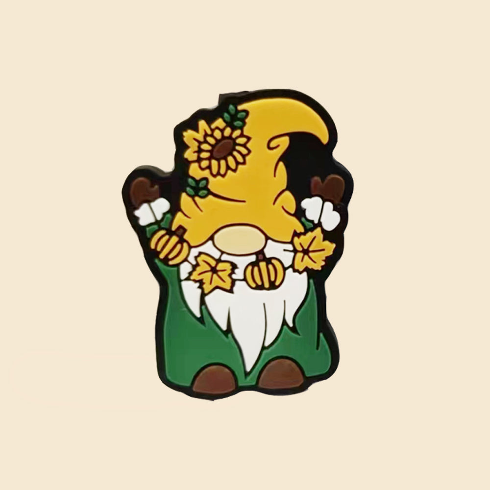 Wholesale 10pcs Cartoon Patch Pumpkin Sunflower Dwarf Old Man Pattern Silicone Beads