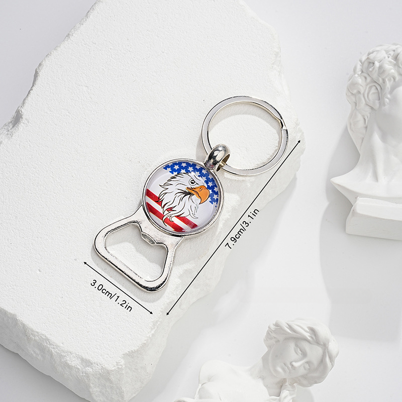 Wholesale American Flag Time Gem Father's Day Gift Wine Opener Metal Keychains