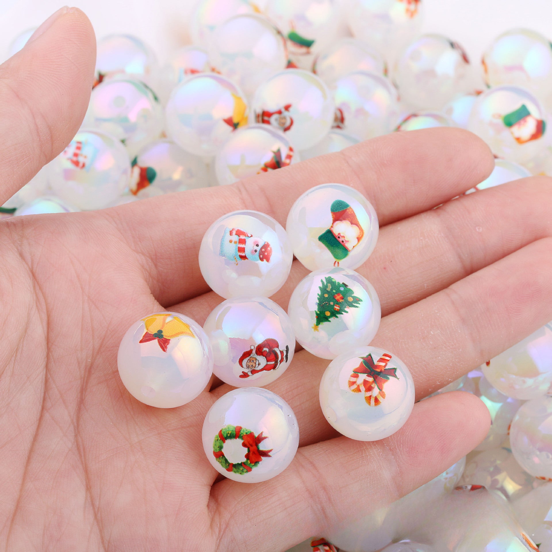 Wholesale 20pcs/pack Acrylic Christmas Bells Old Man Christmas Tree DIY Beaded Accessories