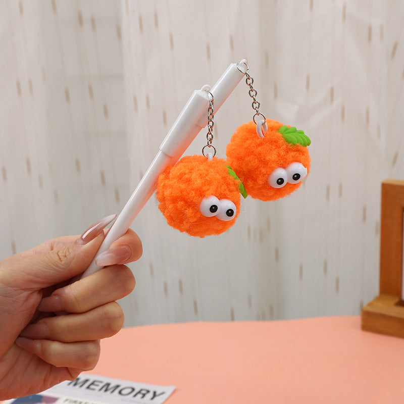 Wholesale Orange Hair Ball Plastic Ballpoint Pen