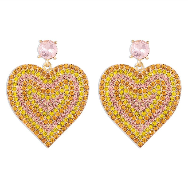 Wholesale Vintage Creative Heart Shaped Rhinestone Earrings