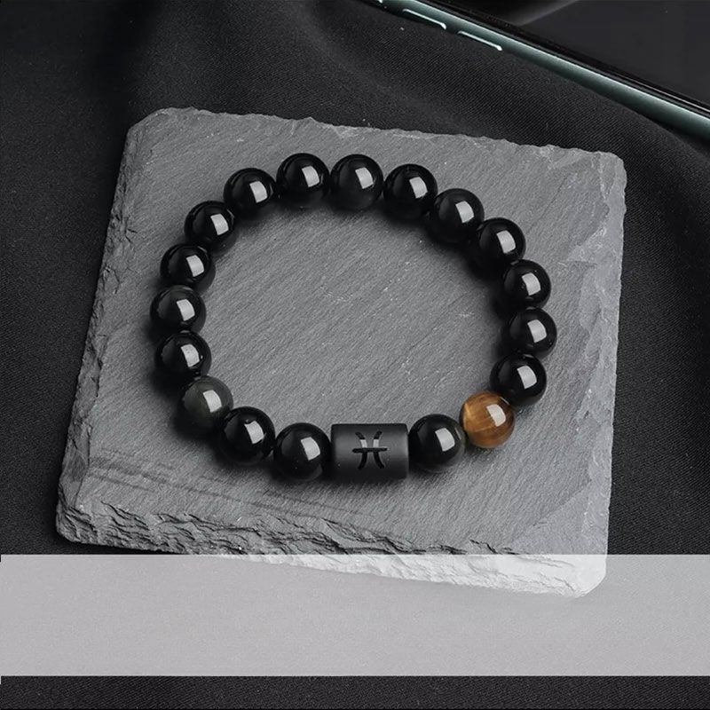 Wholesale Twelve Constellations Natural Stone Elastic Bracelet