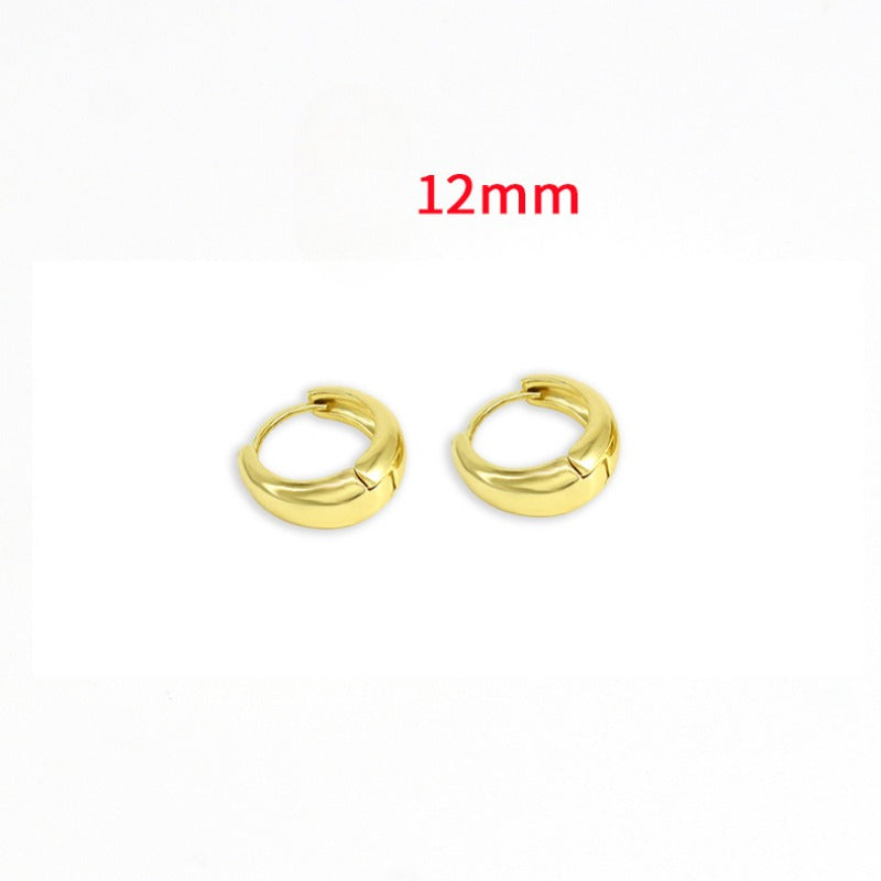 Wholesale Smooth European and American Fashionable Versatile Simple Copper Gold-plated Earrings