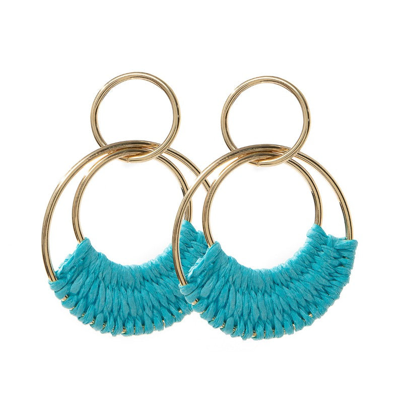 Wholesale Boho Raffia Braided Earrings