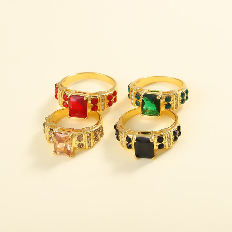 Wholesale Fashion Square Zircon Set Rings