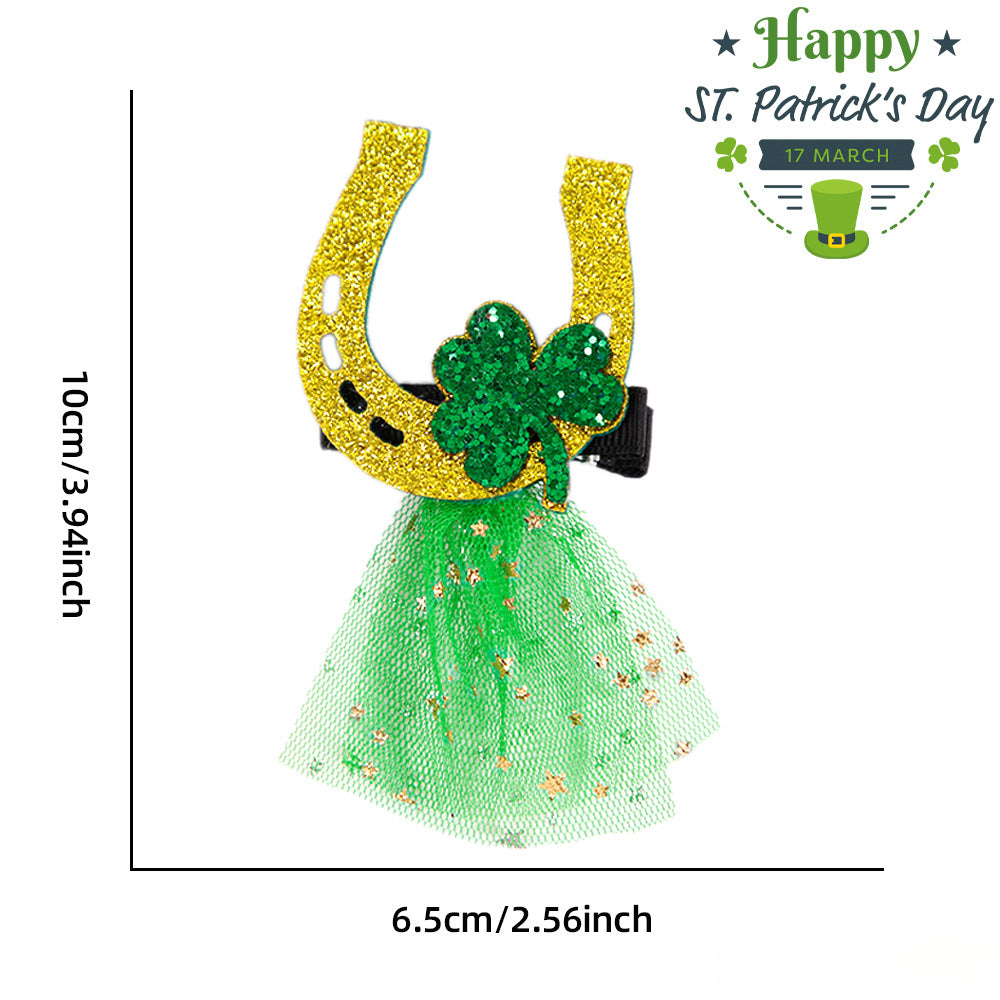 Wholesale Irish Festival Hair Clips Headwear St. Patrick's Day Party Green Mesh Hair Accessories