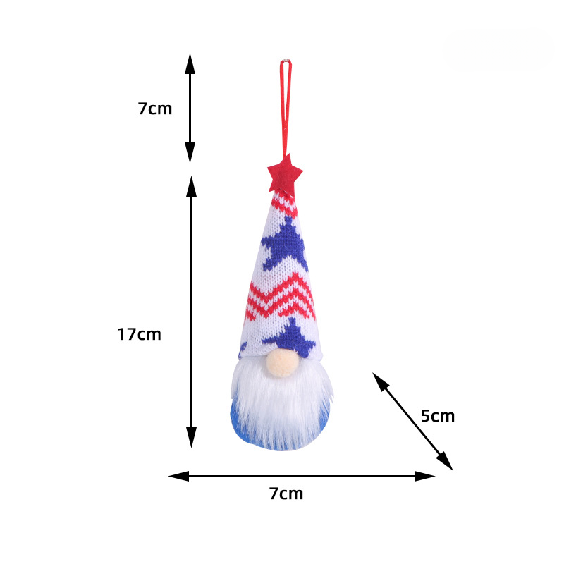 Ornamento para muñecas sin rostro de cinco estrellas rayas de rayas por el día de la independencia
