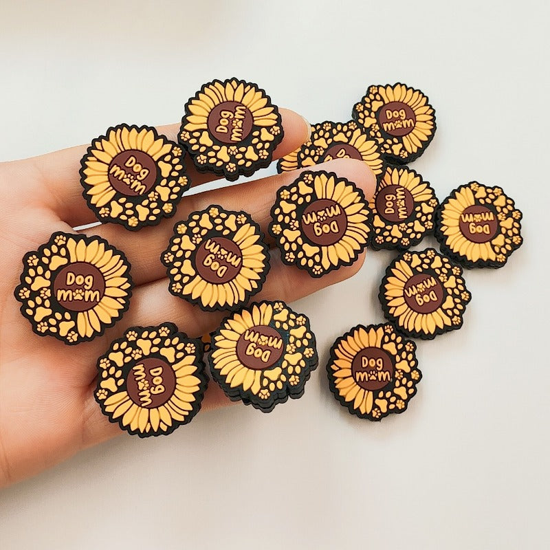 Wholesale 10pcs Mother's Day Sunflower Silicone Cartoon Beads Loose Beads