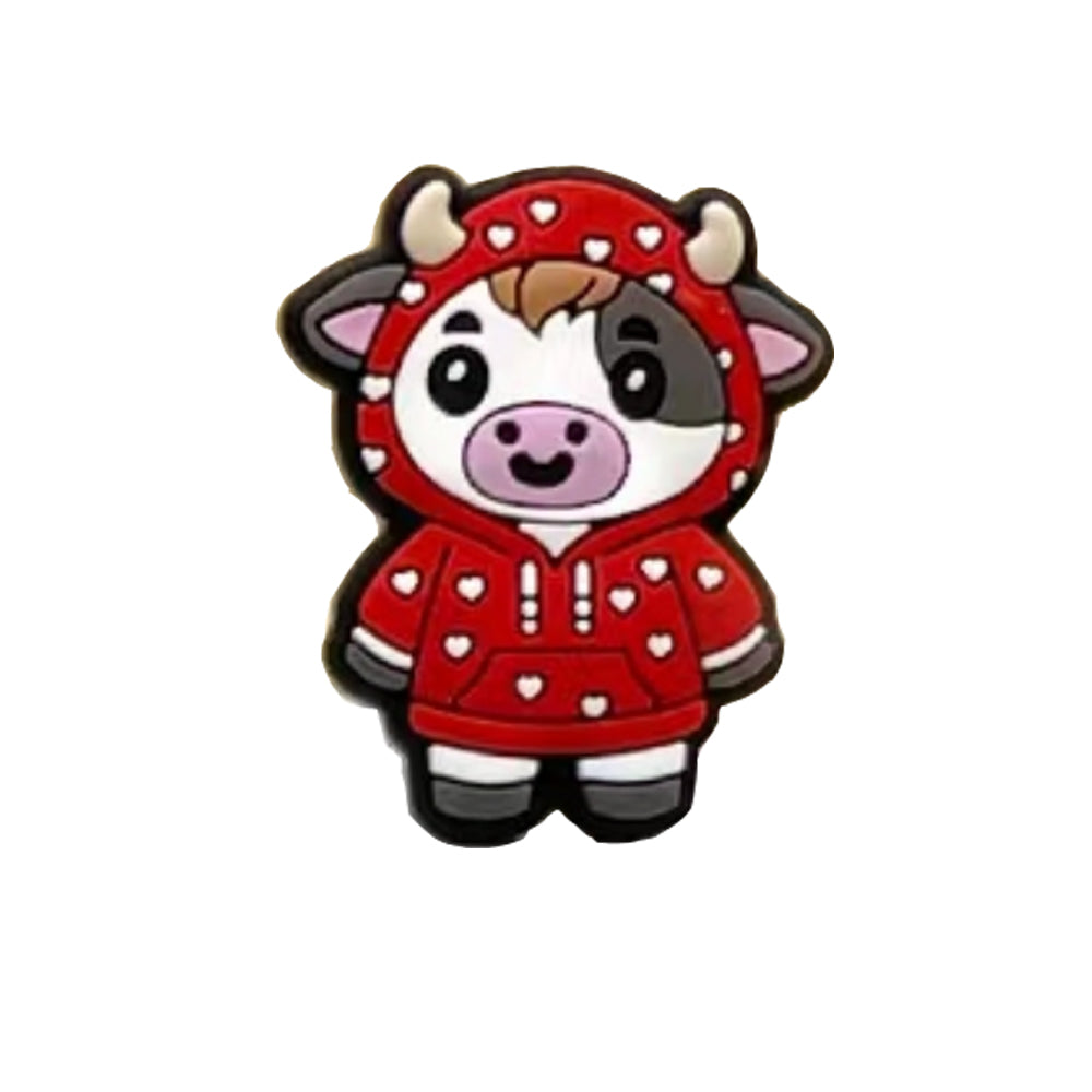 Wholesale 20pcs Cartoon Animal Cow Image Silicone Beads