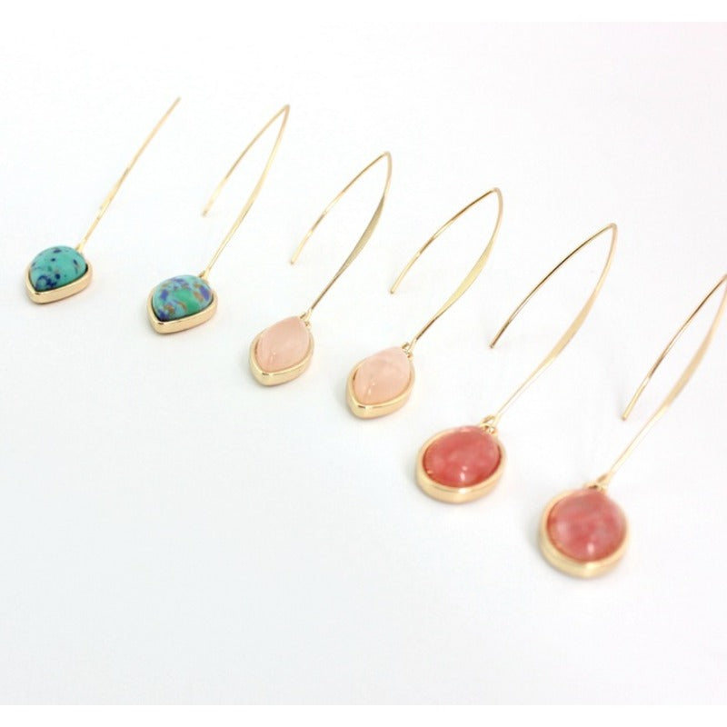 Wholesale Natural Stone Inlaid Drop Earrings
